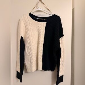 Express Black and Cream Cable Knit Sweater